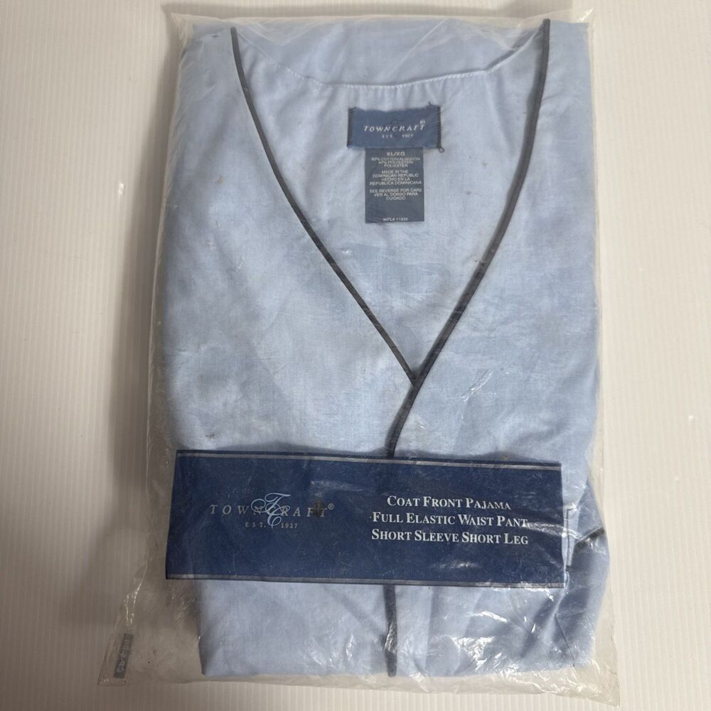 Towncraft Coat Front Pajama Set Men's XL Light Blue